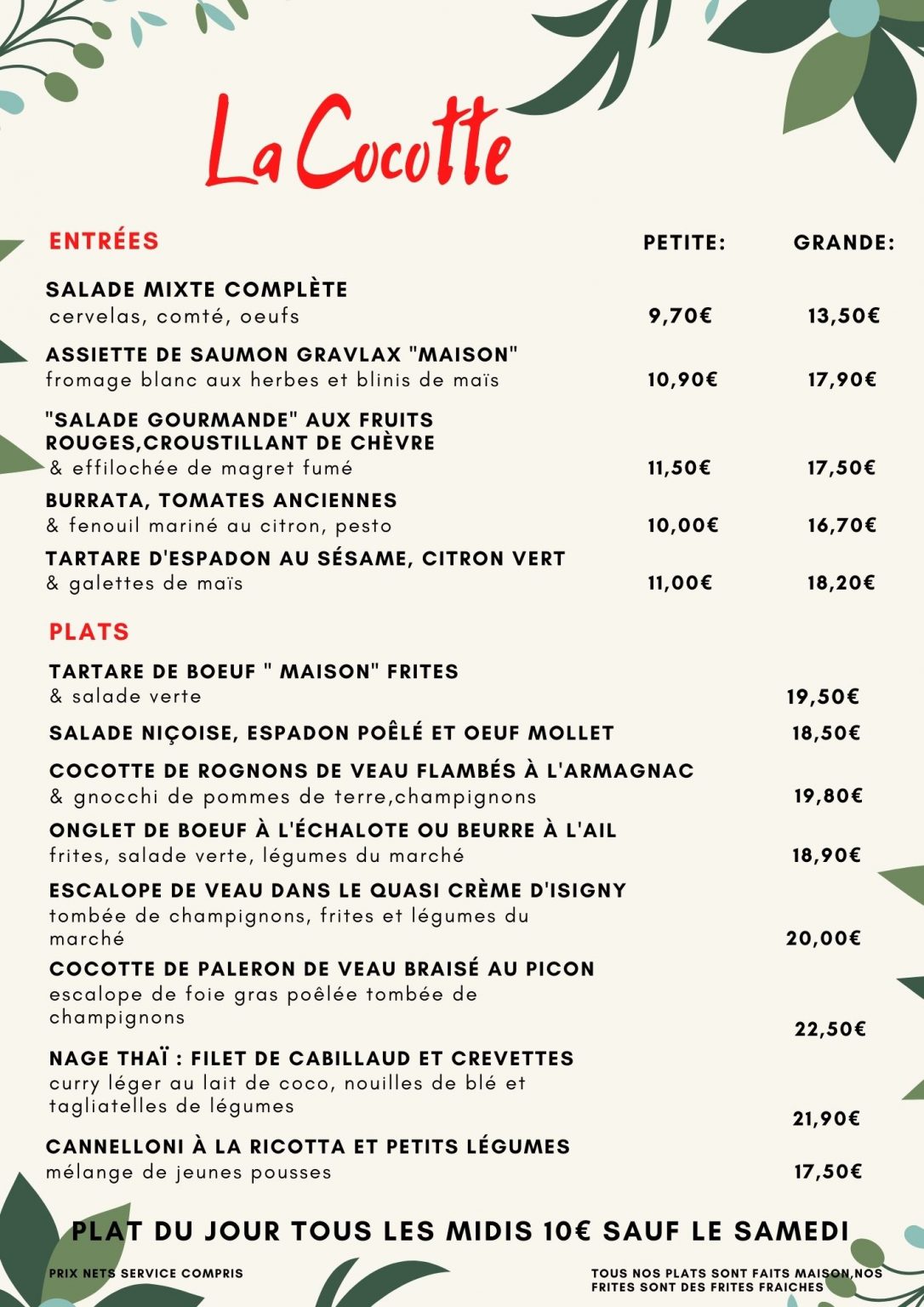 À la carte Restaurant La Cocotte Robertsau